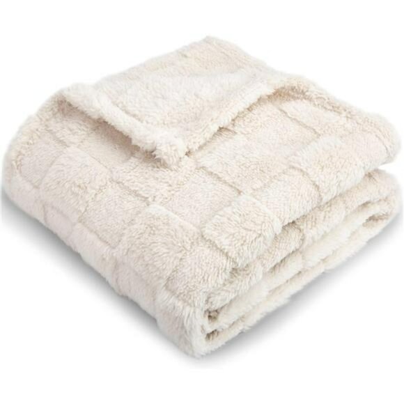 3D gingham fleece baby blanket 30x40 soft cozy toddler throw for crib bed - Picture 1 of 7